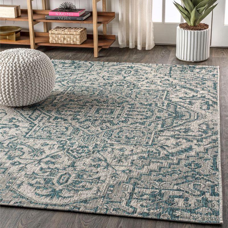 Estrella Bohemian Inspired Medallion Textured Weave Indoor/Outdoor Area Rug - JONATHAN Y