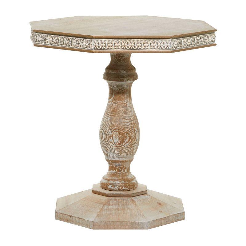 Farmhouse Whitewashed Wood Accent Table Brown - Olivia & May: Handcrafted, No Assembly Required