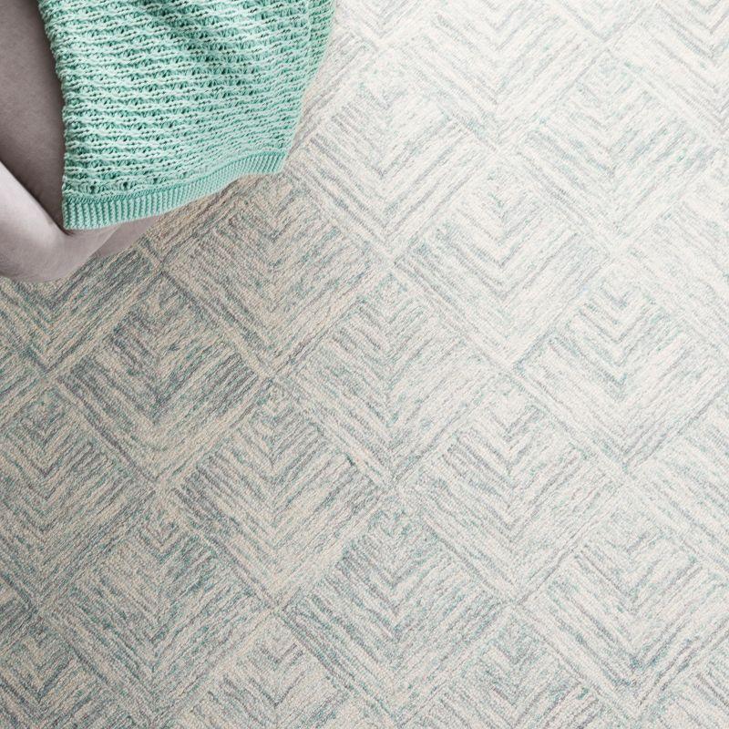 Abstract ABT428 Handmade Indoor Area Rug - Grey/Turquoise - 4'x6' - Safavieh