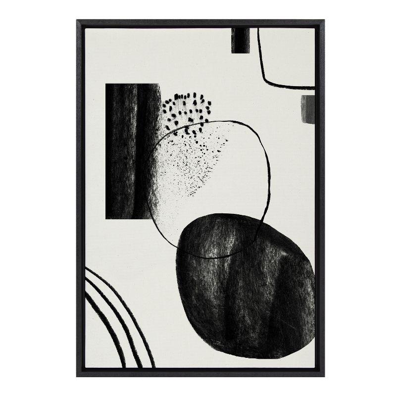 Abstract Charcoal Composition Framed Canvas Art, 23x33, Black