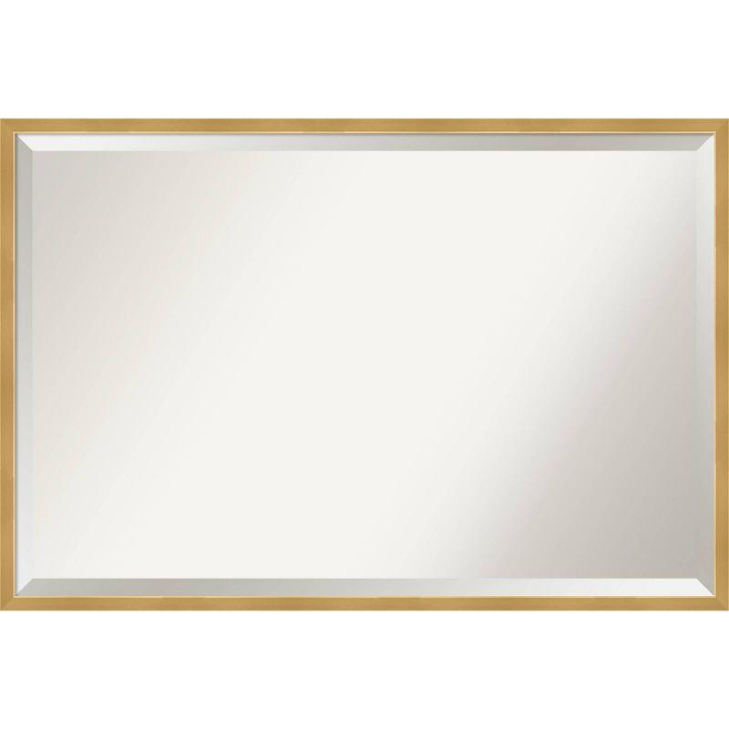 37" x 25" Polished Brass Framed Bathroom Vanity Wall Mirror Gold - Amanti Art: Modern Rectangular, Beveled, Wall-Mounted