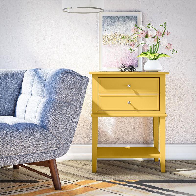 Franklin Mustard Yellow Wood Veneer Nightstand with Storage