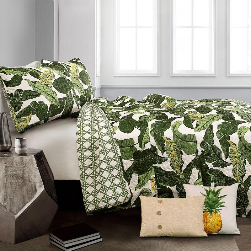 Green Microfiber Reversible Coastal 5 Piece Quilt Set