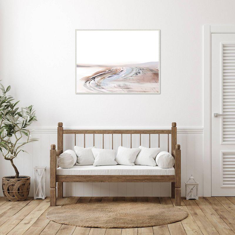 42"x32" Creek by Dan Hobday Framed Canvas Wall Art Print White - Amanti Art: Modern Lithograph, Polystyrene Frame