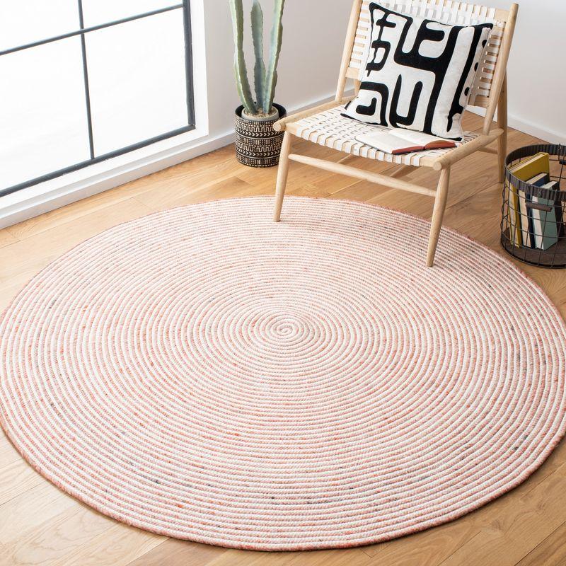 Braided BRD905 Hand Woven Area Rug - Red/Ivory - 3' round - Safavieh.