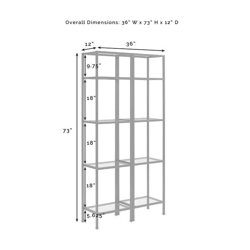 73" 2pc Aimee Narrow Etagere Set Gold - Crosley: Tempered Glass Shelves, Steel Frame, 4-Tier Storage