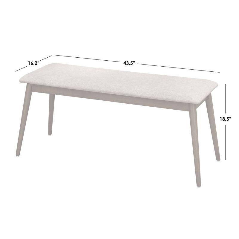 Newington Mid-Century Bench Walnut/Mocha - Lifestorey: Solid Rubberwood, Upholstered, 2-Seater