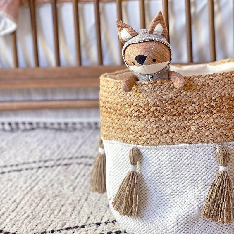 Crane Baby Cotton Canvas Storage Bin - Cotton and Jute Tassel