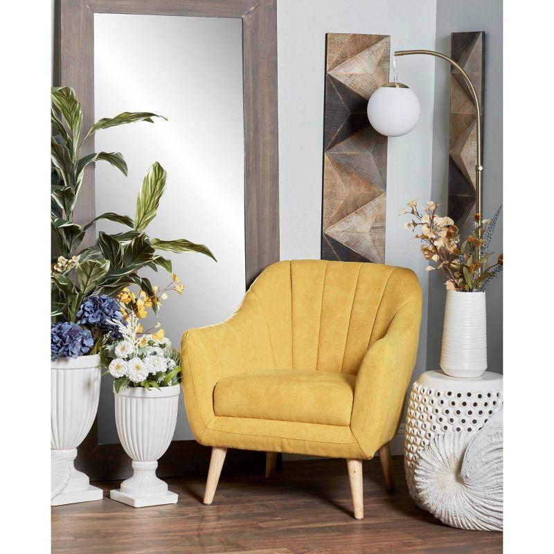 Yellow Velvet Barrel Accent Chair with Wood Legs