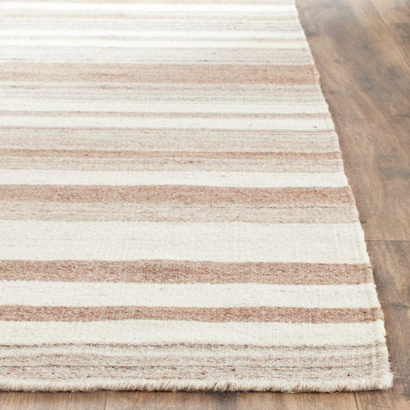 Dhurries 7' x 7' Natural Camel Wool Geometric Handmade Rug