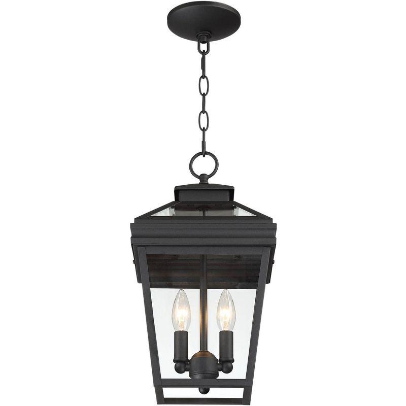 John Timberland Stratton Street Rustic Outdoor Hanging Light Textured Black Lantern 16 1/2" Clear Glass for Post Exterior Barn Deck House Porch Yard