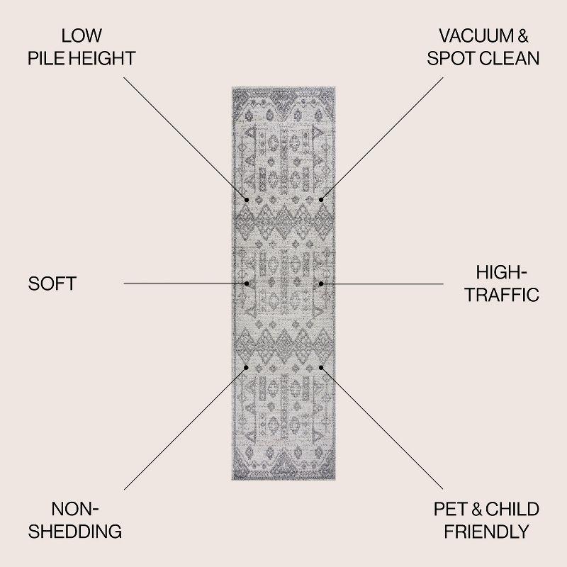 2'x10' Idris Diamond Geometric Runner Rug, Gray - JONATHAN Y
