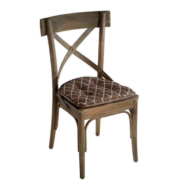 Gripper 15" x 16" Non-Slip Trellis Tufted Chair Cushions Set of 2 - Brown: Indoor Dining Room Seat Pads, Polyester & Cotton
