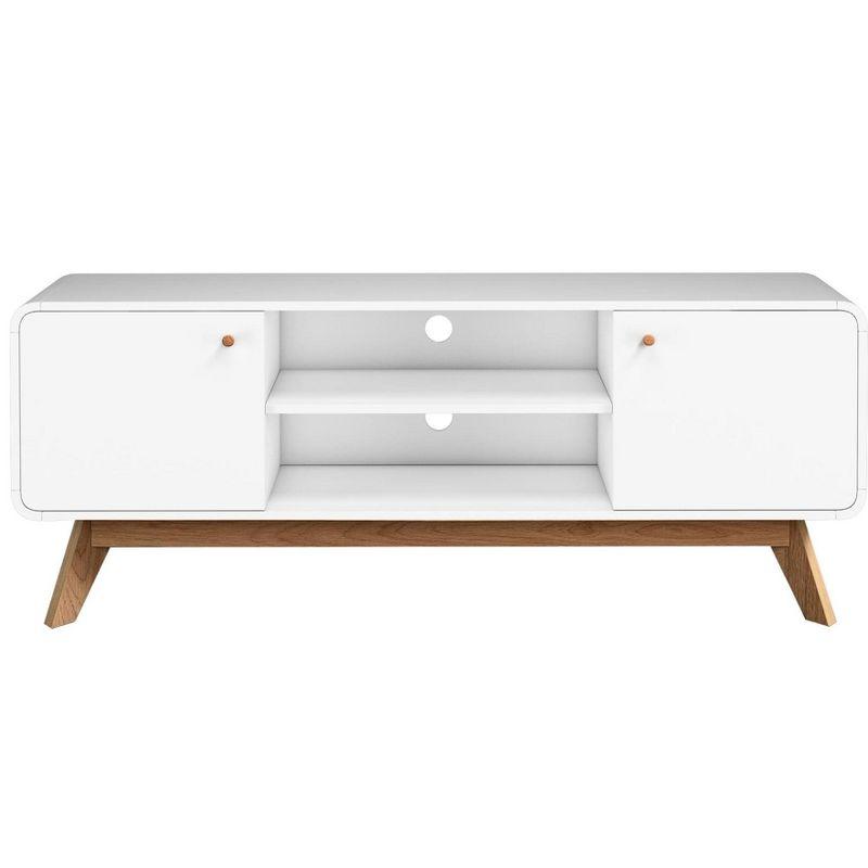 Ren Home Leva Scandinavian 2 Door Rounded TV Stand, White
