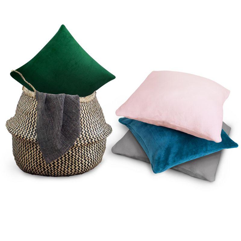 PAVILIA Set of 2 Throw Pillow Covers, Decorative Velvet Square Cushion Cases for Bed Sofa Couch Bedroom Living Room, Snowflake Blue/18 x 18