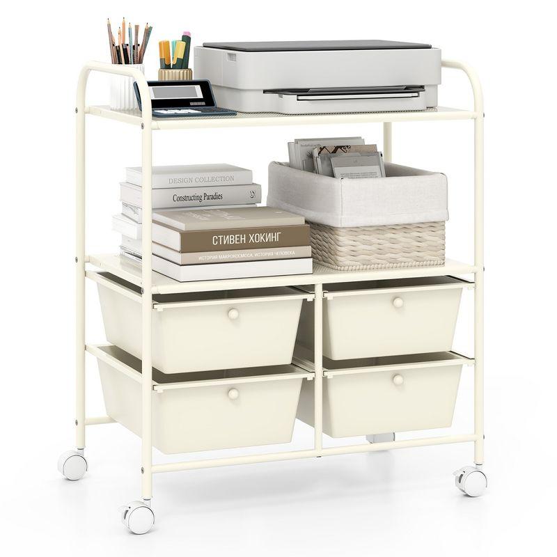Latitude Run® Rolling Storage Cart Metal Rack Shelf 4 Drawers Home Office Furniture