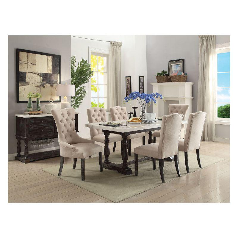 Espresso Elegance Rectangular Dining Table with White Marble Top