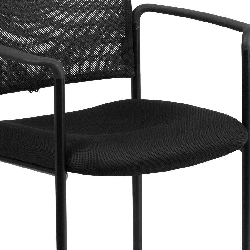 Flash Furniture Comfort Black Mesh Stackable Steel Side Chair with Arms