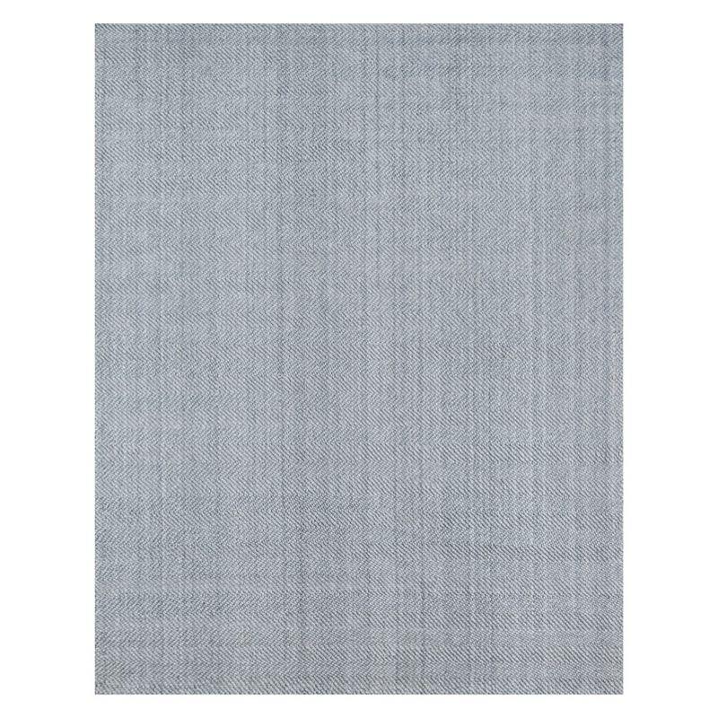 Minimalist Gray Herringbone Handwoven Rectangular Wool-Blend Rug