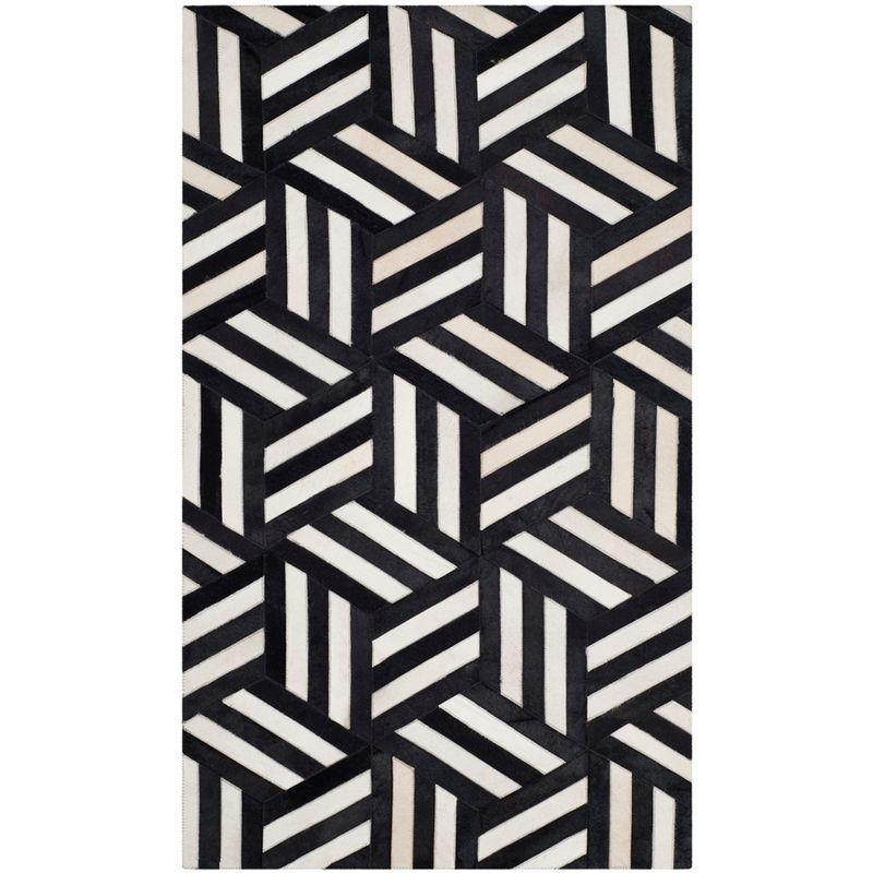 Studio Leather STL219 Hand Woven Indoor Area Rug - Ivory/Black - 4'x6' - Safavieh
