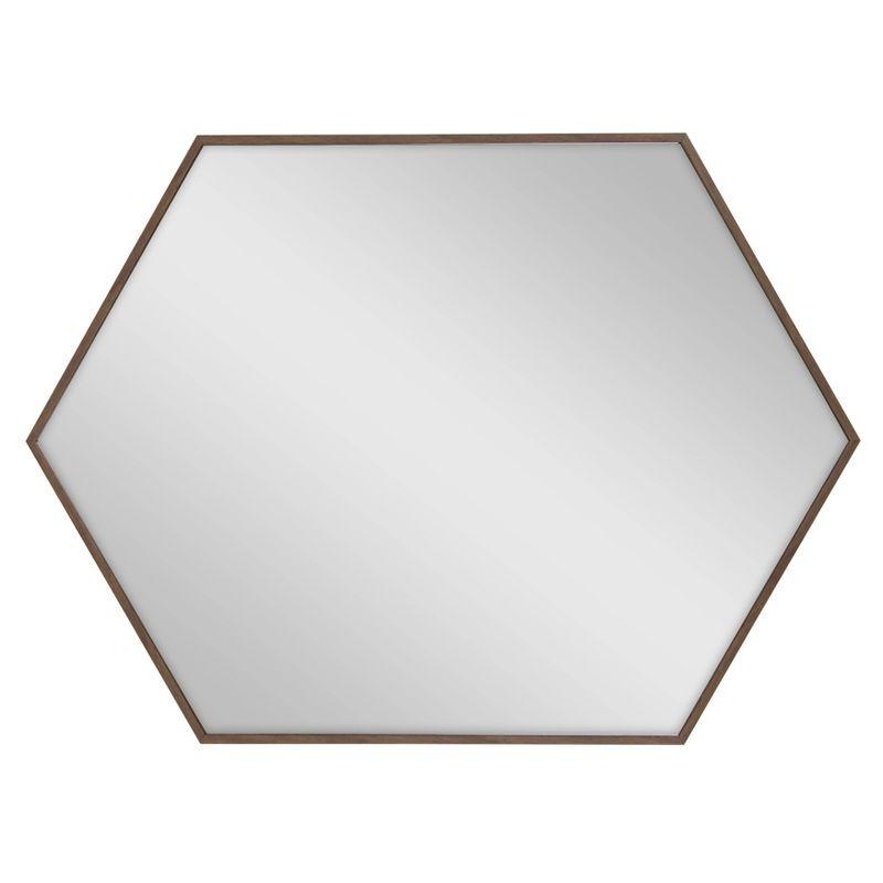 22" x 31" Rhodes Framed Hexagon Wall Mirror Walnut Brown - Kate and Laurel