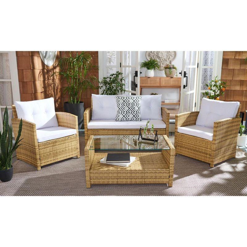 Coastal Charm Natural & White 4-Piece Patio Conversation Set