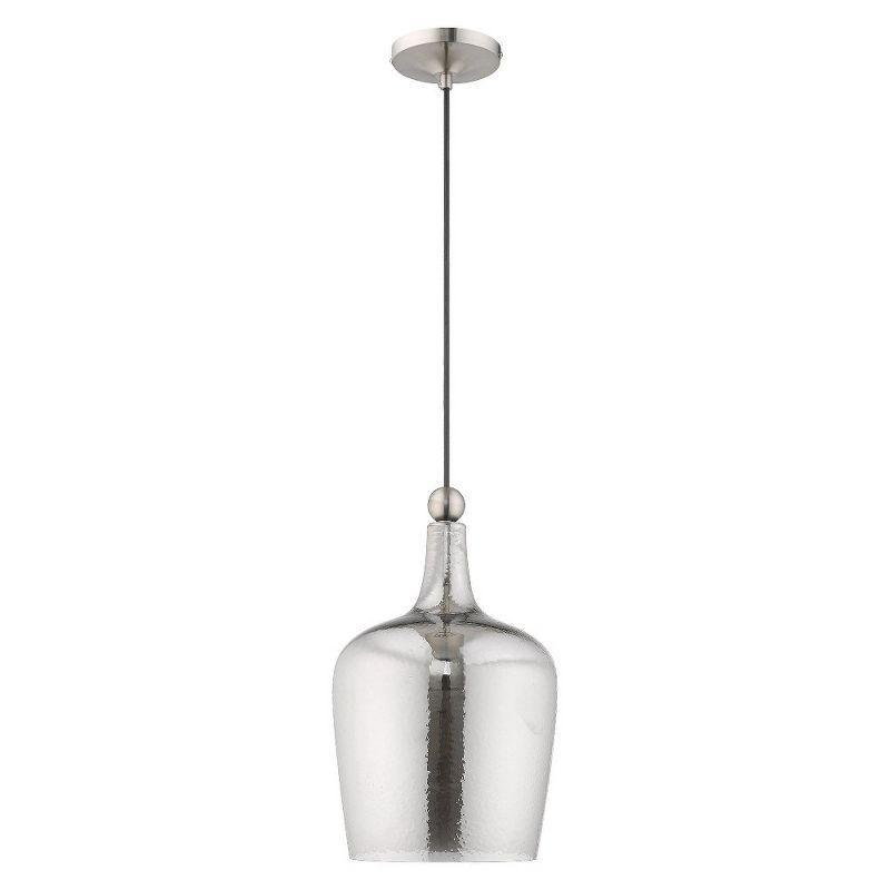 Carafe-Shaped Smoke Glass Mini Pendant with Brushed Nickel Finish