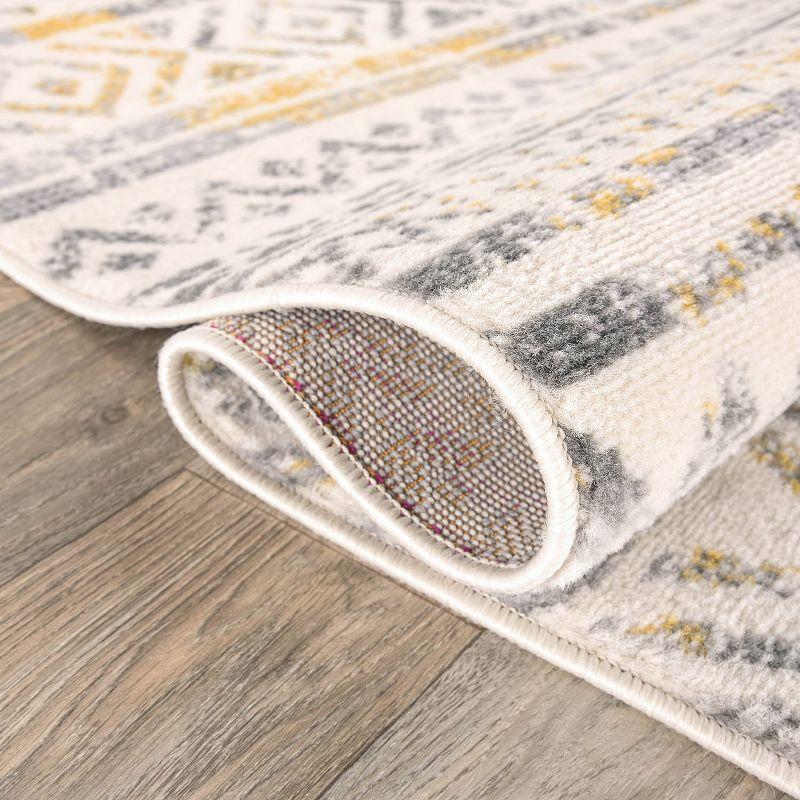 World Rug Gallery Geometric Distressed Bohemian Yellow 7'10" x 10' Indoor Area Rug