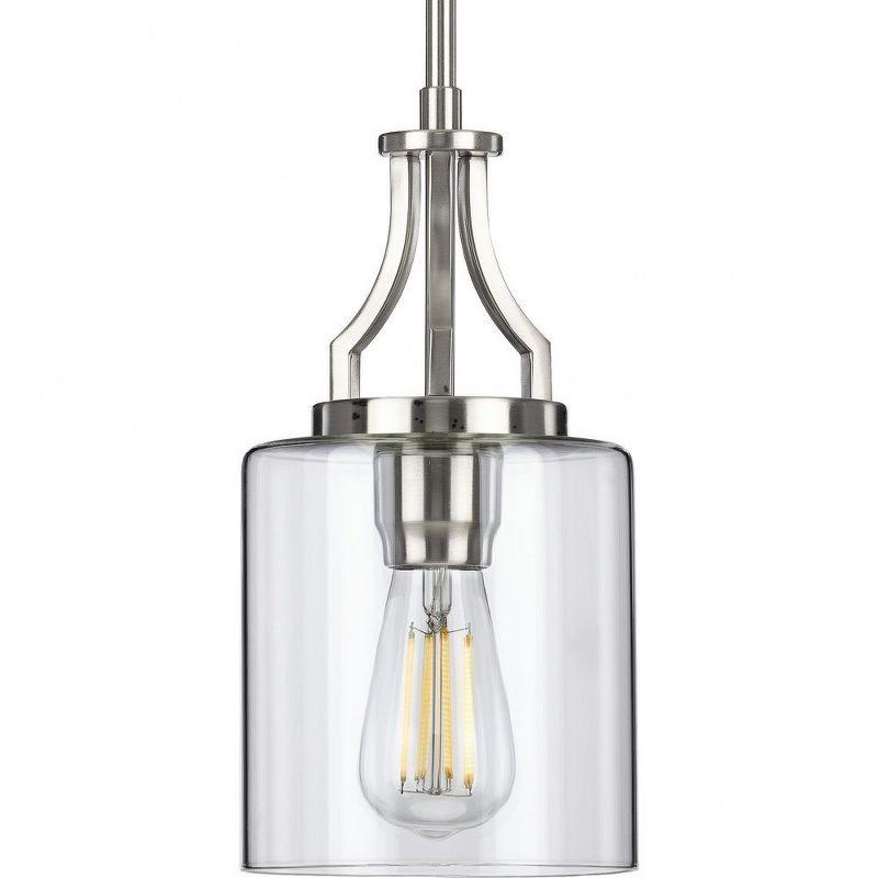 Progress Lighting Lassiter 1-Light Mini-Pendant, Brushed Nickel, Clear Glass Shade