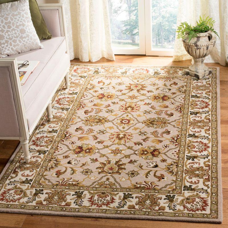 Elegant Ivory and Light Gold Hand-Tufted Wool Area Rug, 8' x 11'