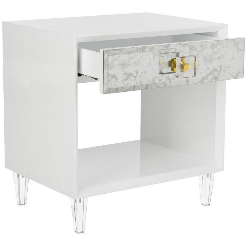 Arcelia Eglomise Side Table - White - Safavieh.