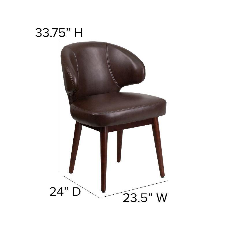 Walnut-Legged High-Back Brown LeatherSoft Reception Chair