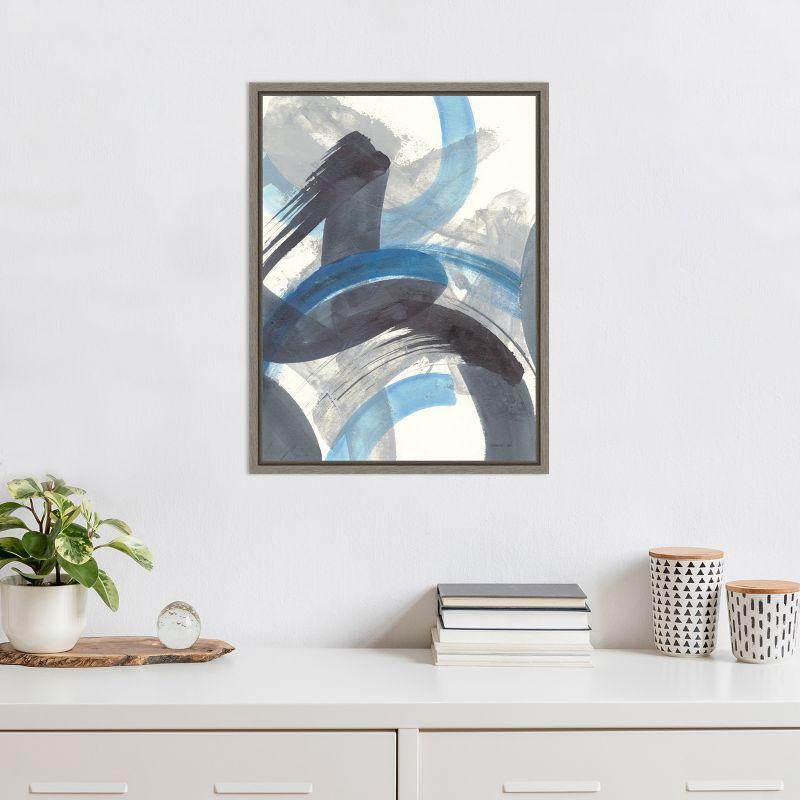 Amanti Art Blue Brushy Abstract II by Danhui Nai Canvas Wall Art Print Framed 18 x 24-in.