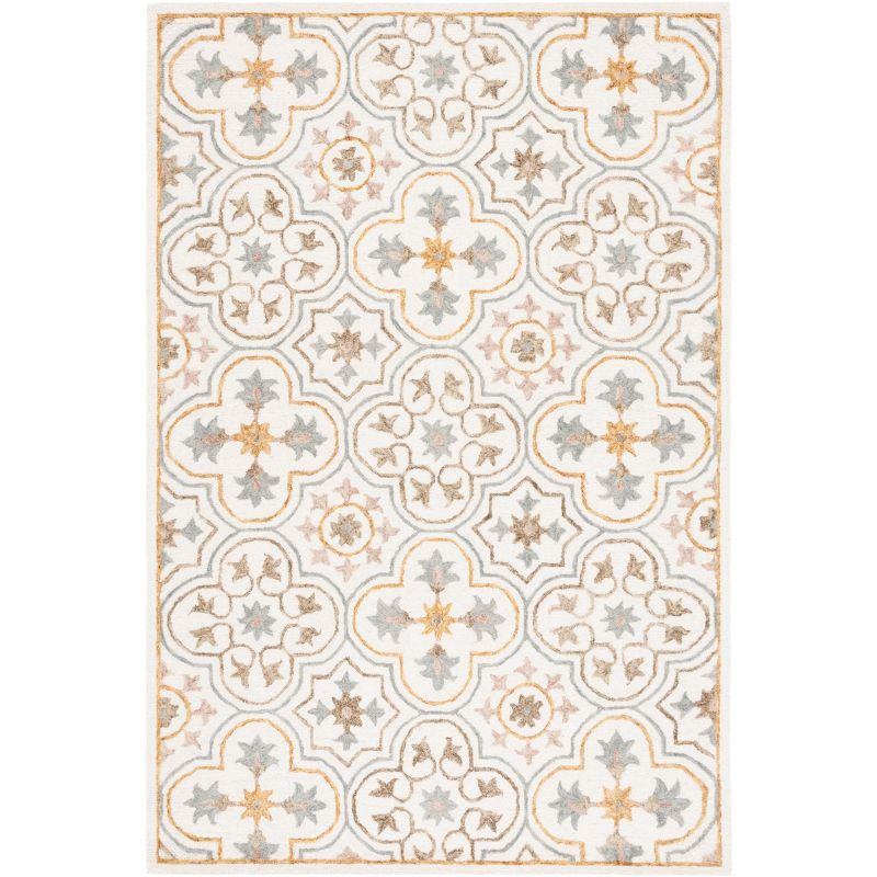 Hololive Ivory/Grey Hand-Tufted Wool Medallion Area Rug