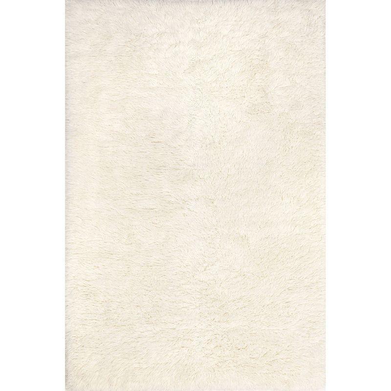 Handmade Ivory Wool Shag Rug, 4' x 6'