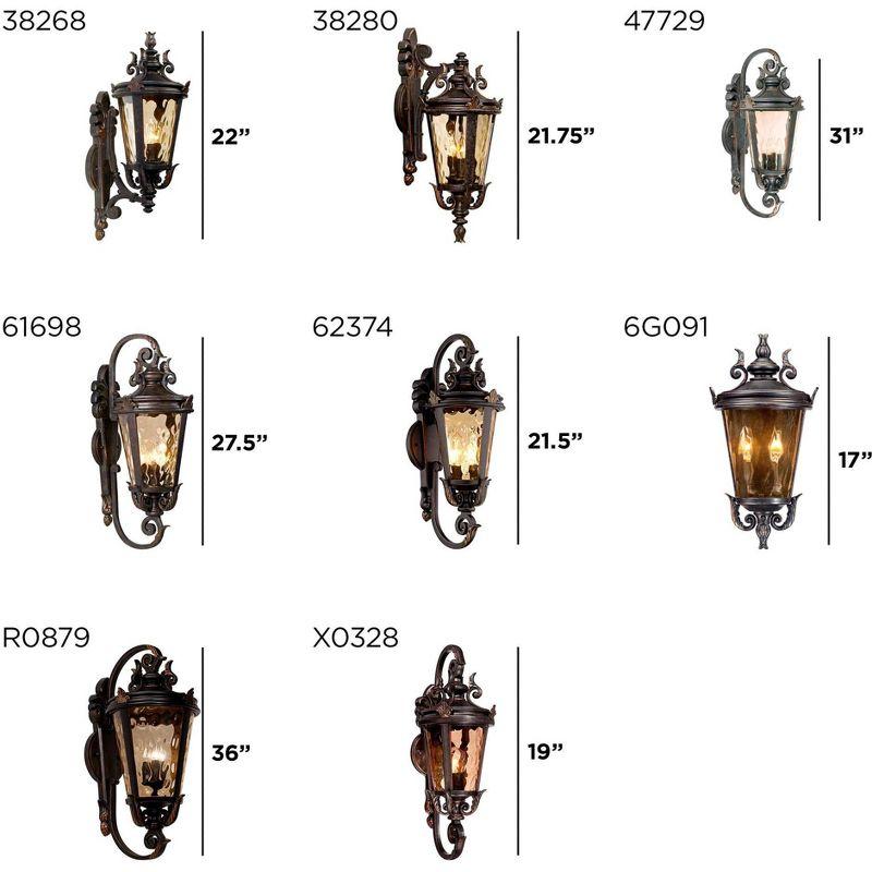 John Timberland Casa Marseille Vintage Rustic Outdoor Wall Light Fixture Bronze Scroll 27 1/2" Hammered Glass for Post Exterior Barn Deck House Porch