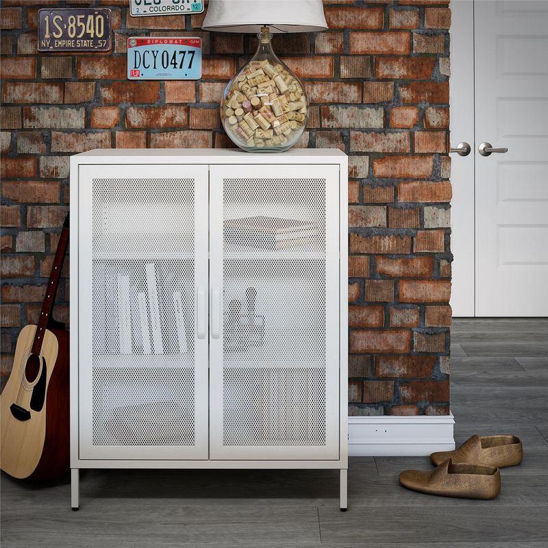 White Metal Lockable Cabinet with Adjustable Shelving