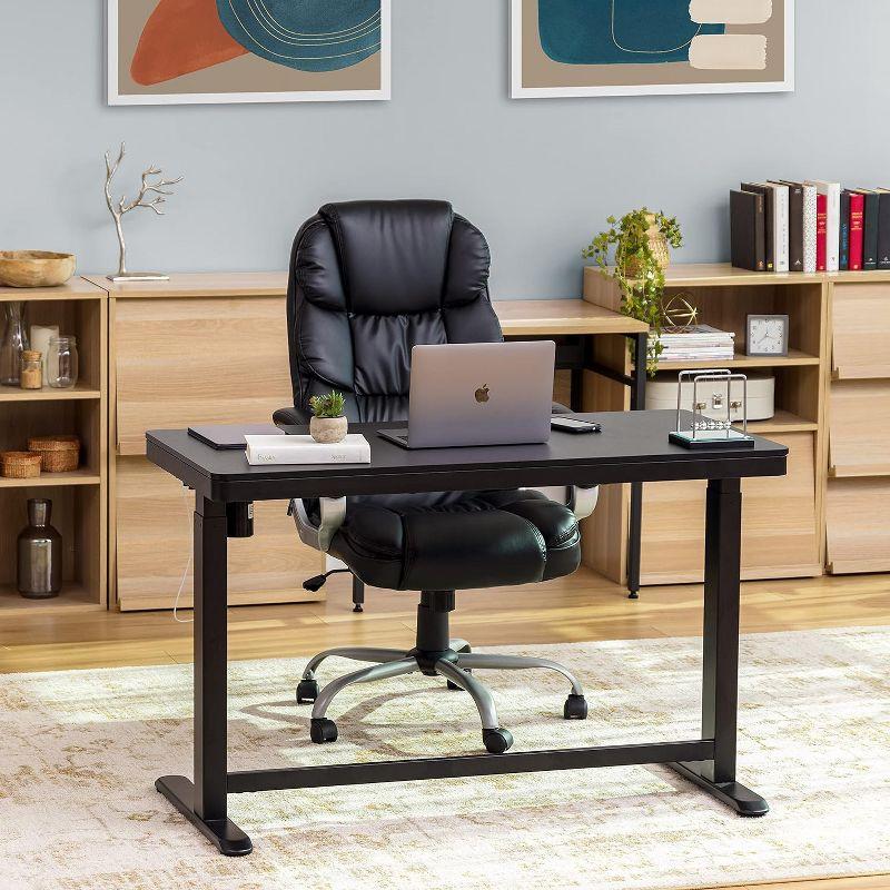 Black Adjustable Height Standing Desk with USB Port and Drawer