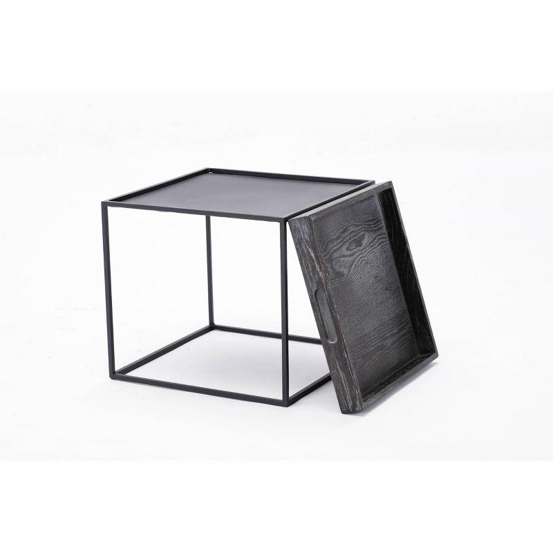 Burnham Home Highlands Side Table Dark Gray - Boraam: Oak Wood, Removable Tray Top, No Assembly Required