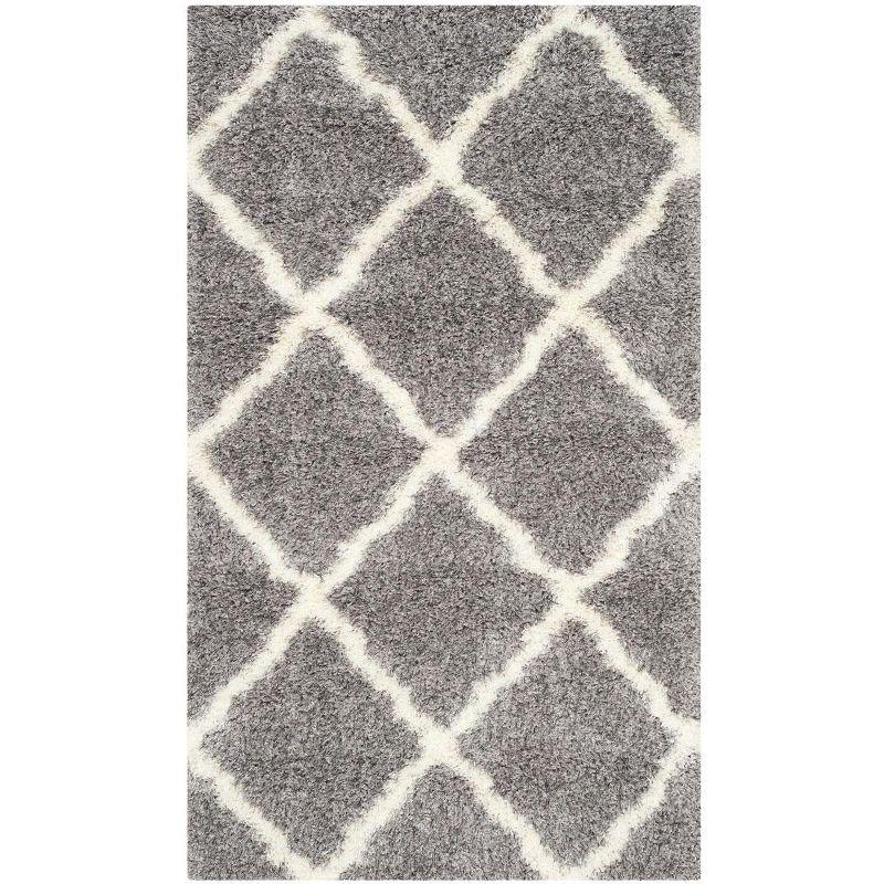 Ivory Rectangular Shag Area Rug 36" Synthetic Plush Pile