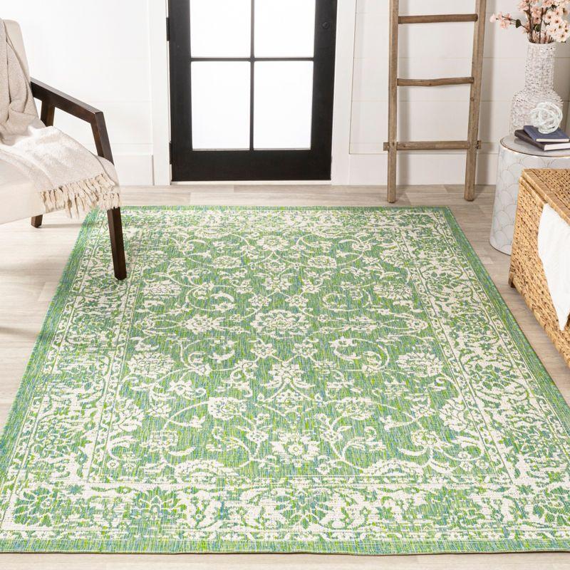 Tela Bohemian Inspired Textured Weave Floral Indoor/Outdoor Area Rug - JONATHAN Y