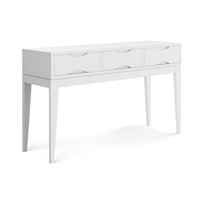 Harper Mid-Century White Solid Hardwood Console with Storage