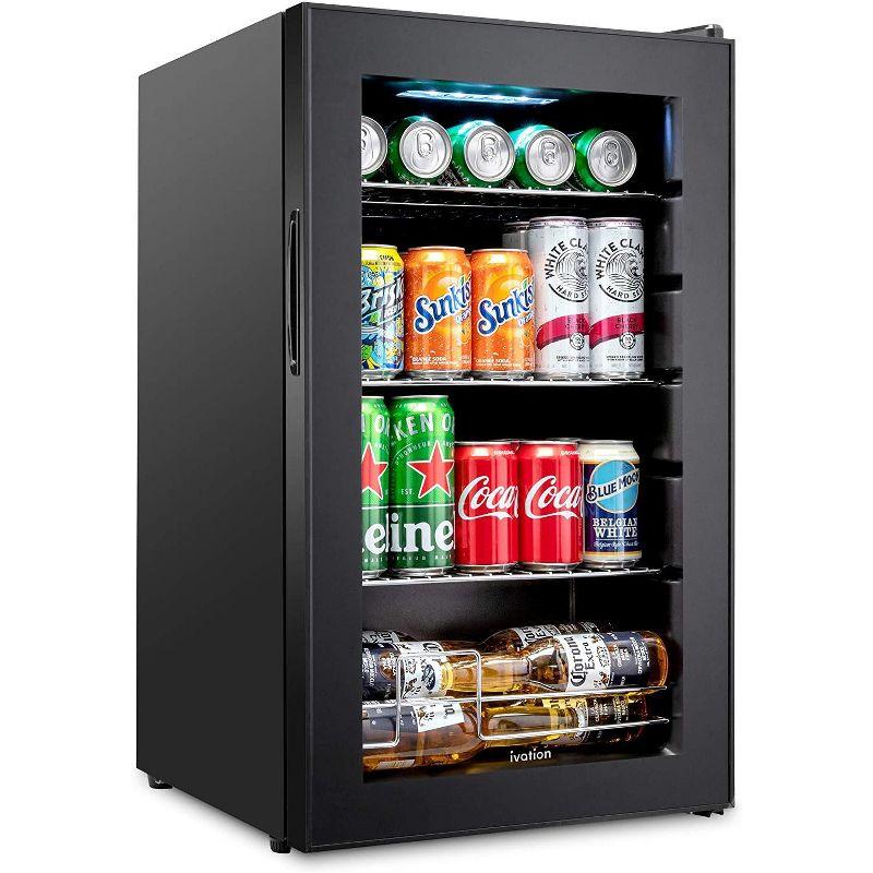 Ivation 101-Can Black Compact Beverage Refrigerator