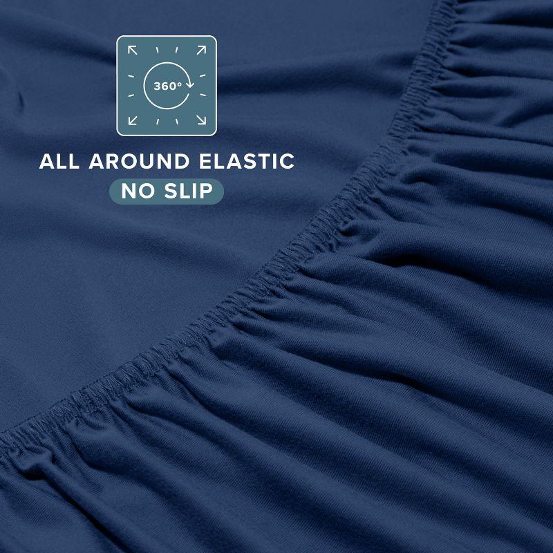Full Dark Blue Premium 4 Way Microfiber Stretch Knit Sheet Set by Bare Home