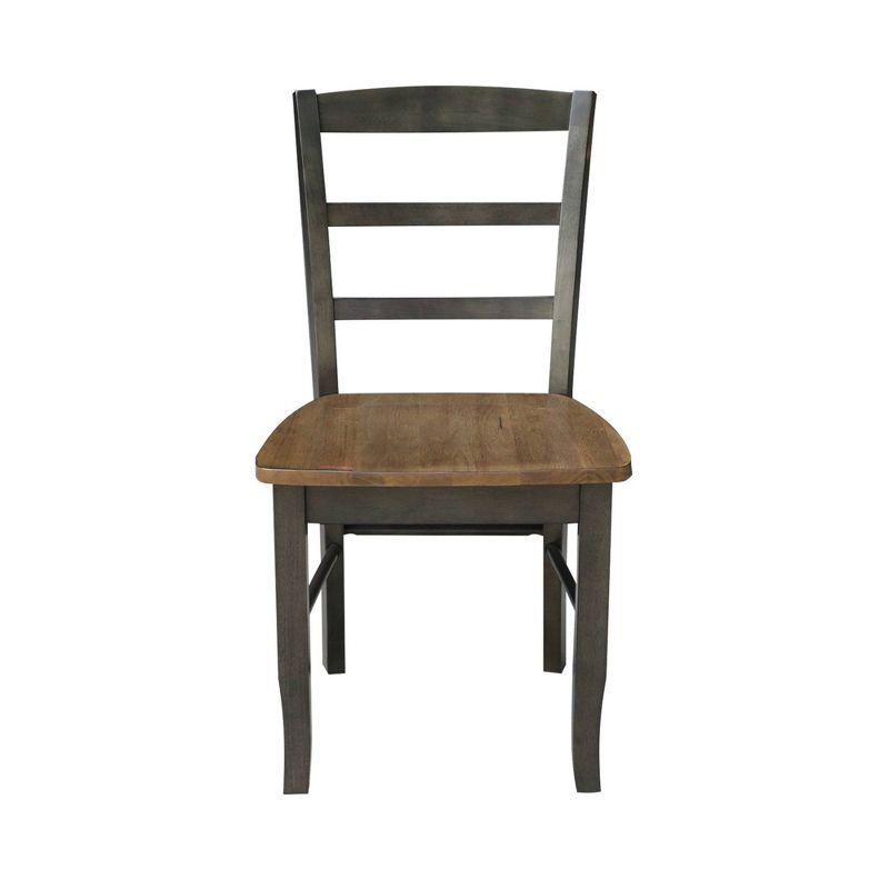 Set of 2 Madrid Ladderback Chairs Hickory/Washed Coal - International Concepts: Solid Wood, Unupholstered