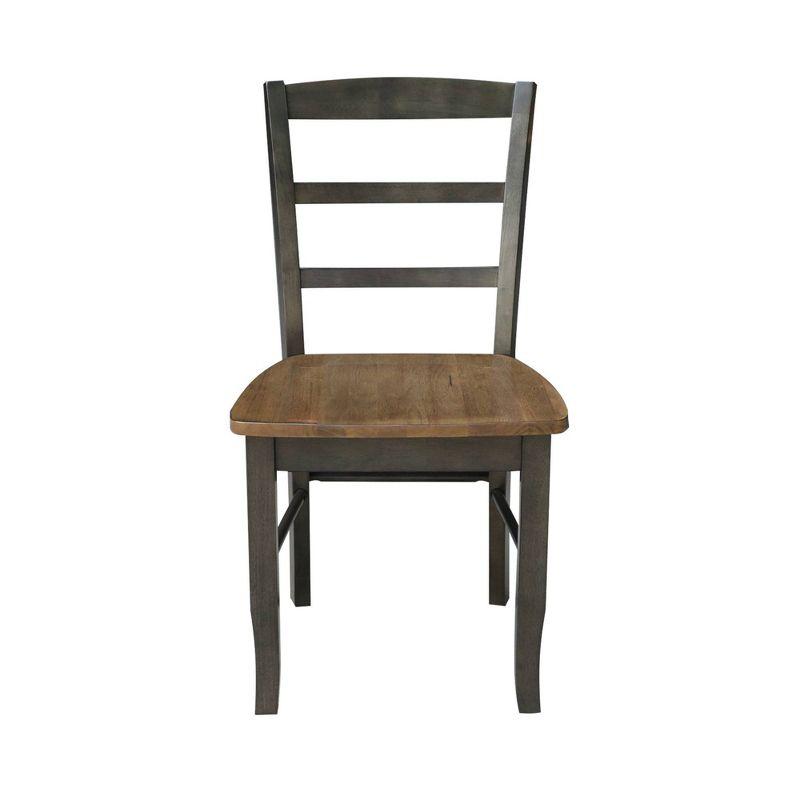 Set of 2 Hickory Washed Coal High Ladderback Side Chairs