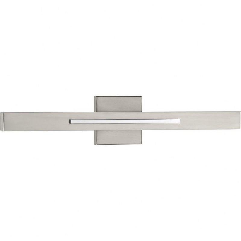 Progress Lighting Planck 2-Light LED Wall Sconce, Brushed Nickel, White Shade