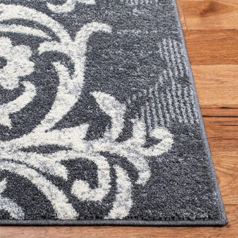 36" Black Square Stain-Resistant Synthetic Rug