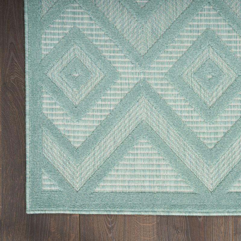 Nourison Versatile Diamond Geometric Flatweave Indoor Outdoor Area Rug Aqua/Teal 4' x 6'