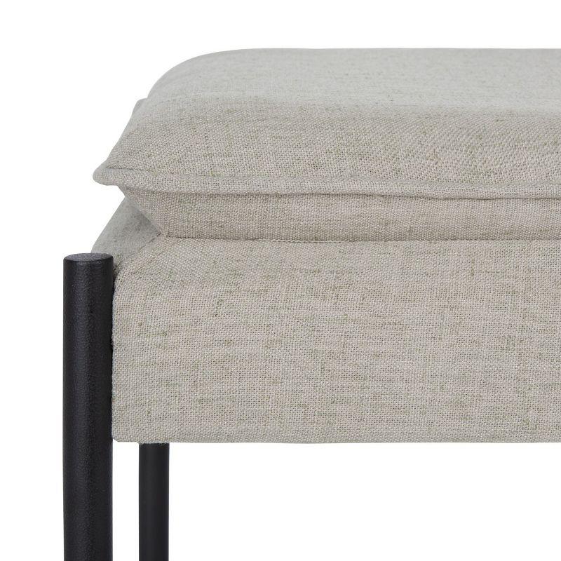 Kara Cushioned X Bench - Light Grey Linen/Black - Safavieh